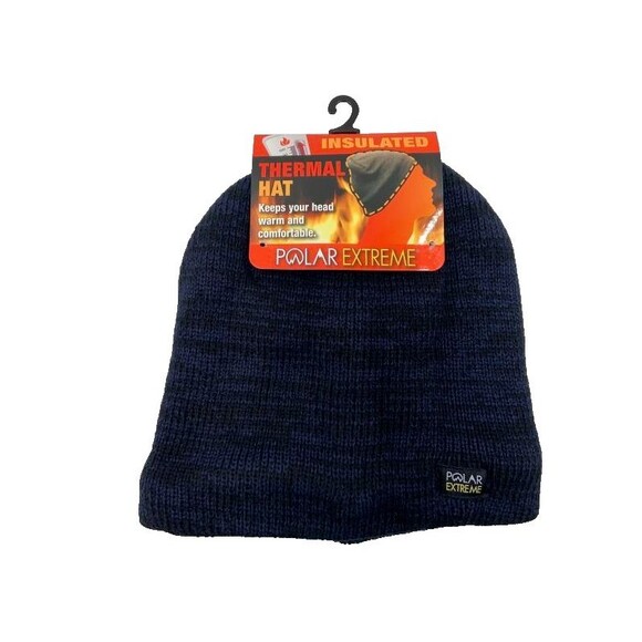 Polar Extreme Other - Polar Extreme Beanie Warm Knit Hat Insulated Thermal Fleece Lined Cap Navy Blue